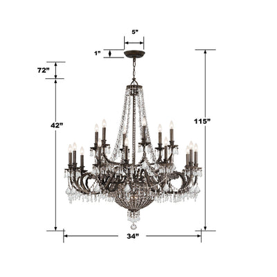 ##Antique Hardware## Vanderbilt 23 Light Hand Cut Crystal English Bronze Chandelier