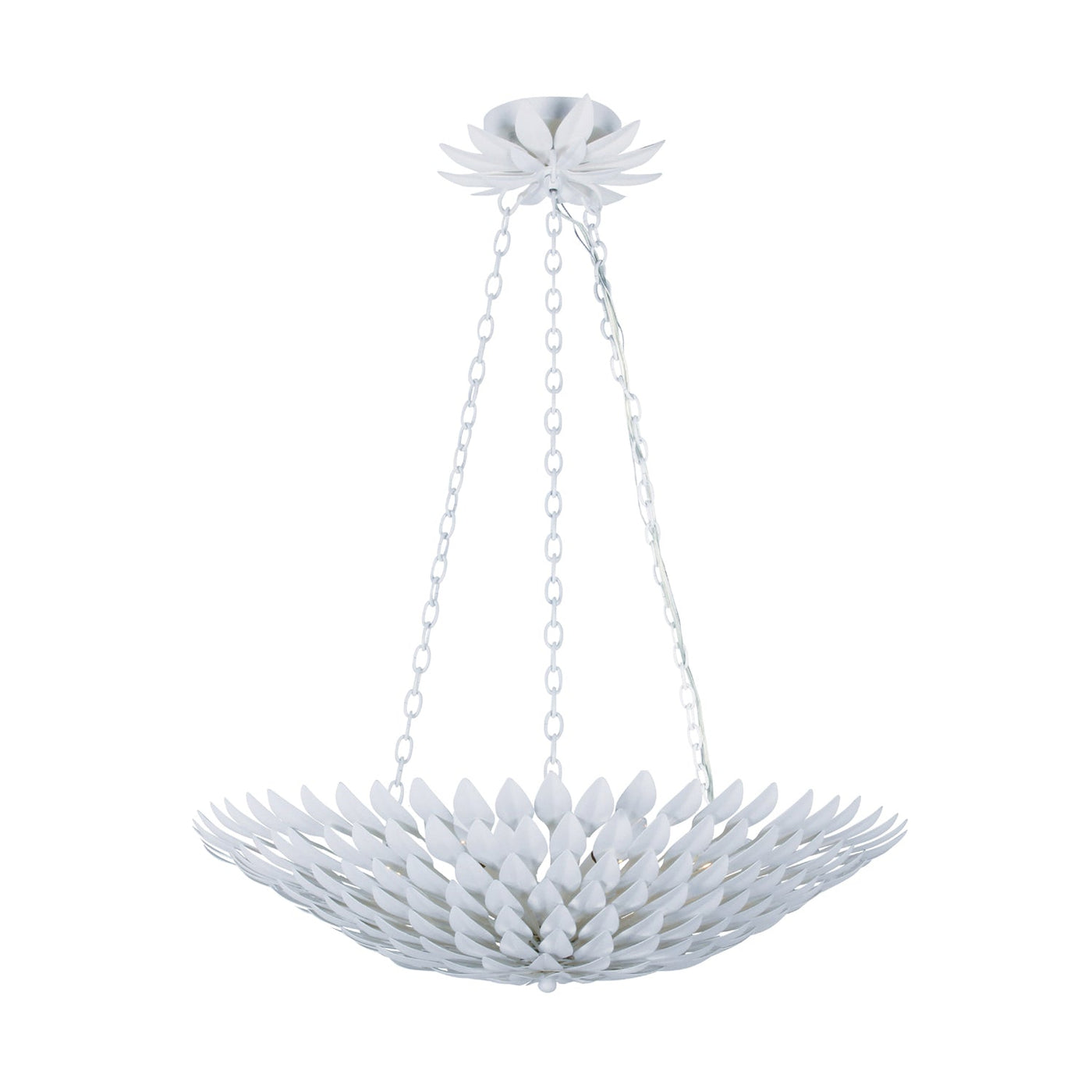 ##Antique Hardware## Broche 6 Light Matte White Chandelier