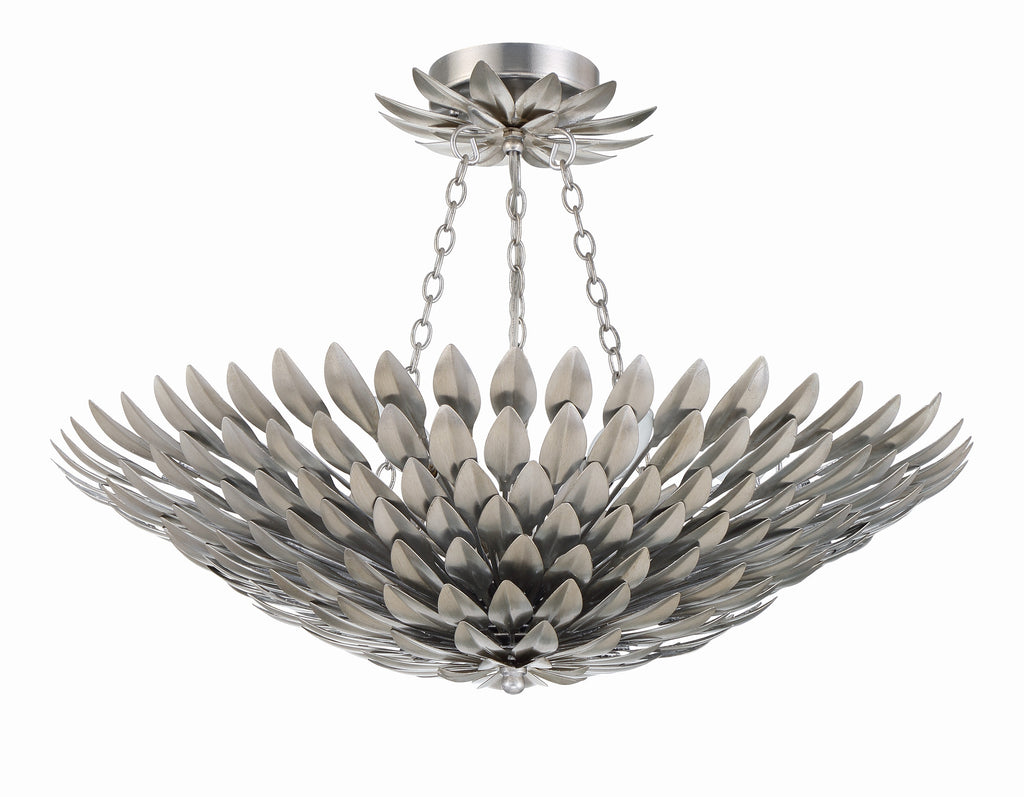 ##Antique Hardware## Broche 6 Light Antique Silver Chandelier