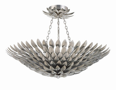 ##Antique Hardware## Broche 6 Light Antique Silver Chandelier