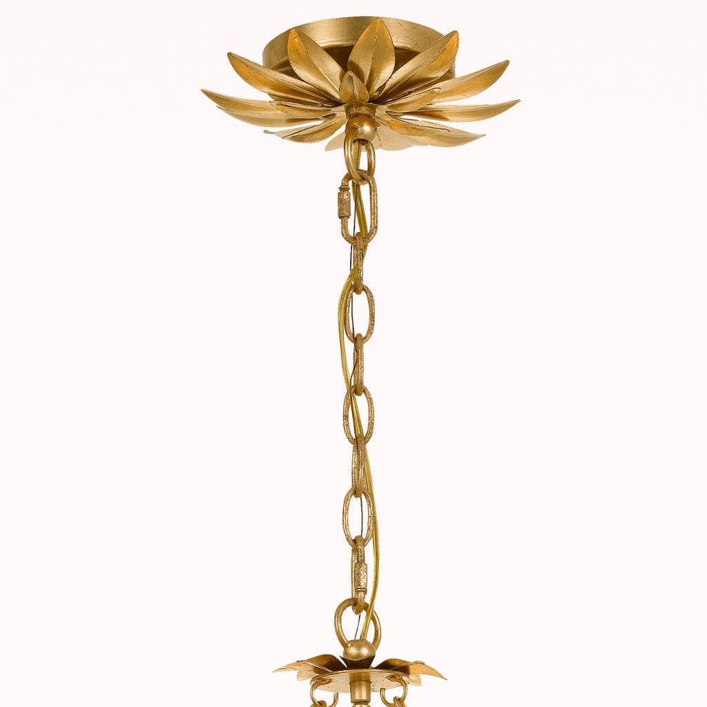 ##Antique Hardware## Broche 6 Light Antique Gold Chandelier