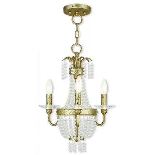 ##Antique Hardware## 3 Light Winter Gold Chandelier/Ceiling Mount