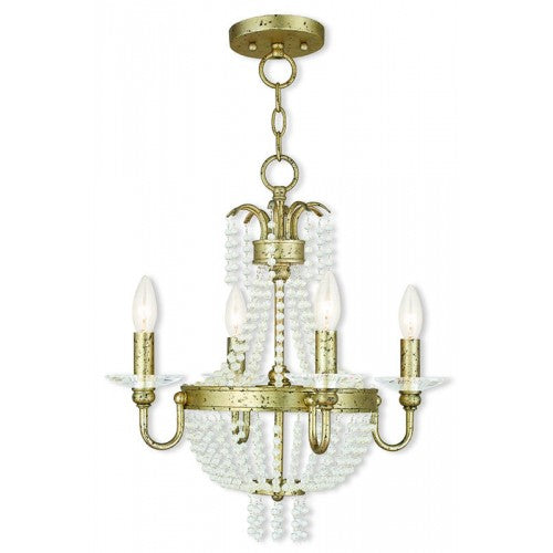 ##Antique Hardware## 4 Light Winter Gold Chandelier/Ceiling Mount