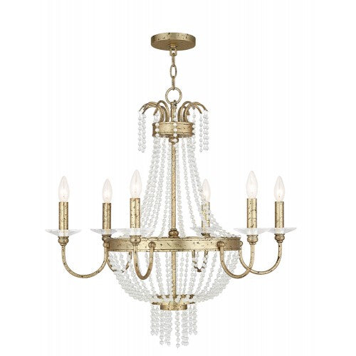 ##Antique Hardware## 6 Light Winter Gold Chandelier