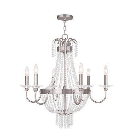 ##Antique Hardware## 6 Light Brushed Nickel Chandelier