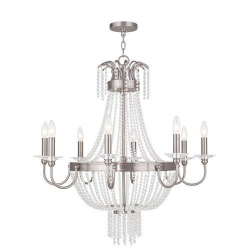 ##Antique Hardware## 8 Light Brushed Nickel Chandelier