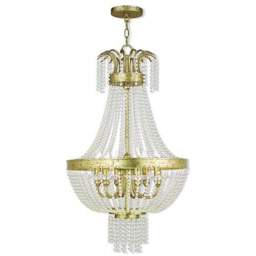 ##Antique Hardware## 6 Light Winter Gold Pendant Chandelier