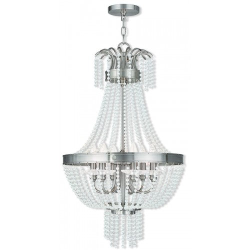 ##Antique Hardware## 6 Light Brushed Nickel Pendant Chandelier