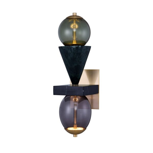 ##Antique Hardware## Demi Green Marble LED Wall Sconce