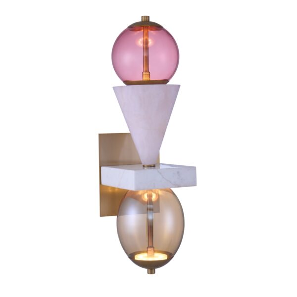 ##Antique Hardware## Demi Pink Jade LED Wall Sconce