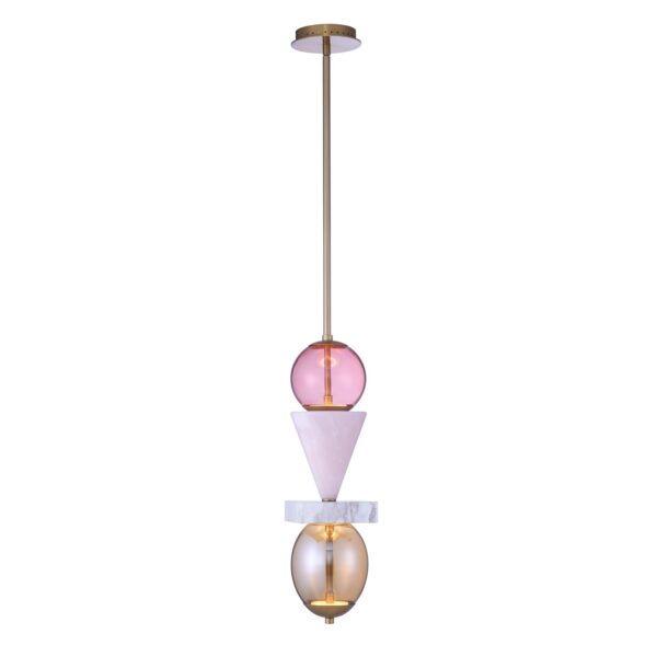 ##Antique Hardware## Demi Pink Jade LED Mini Pendant