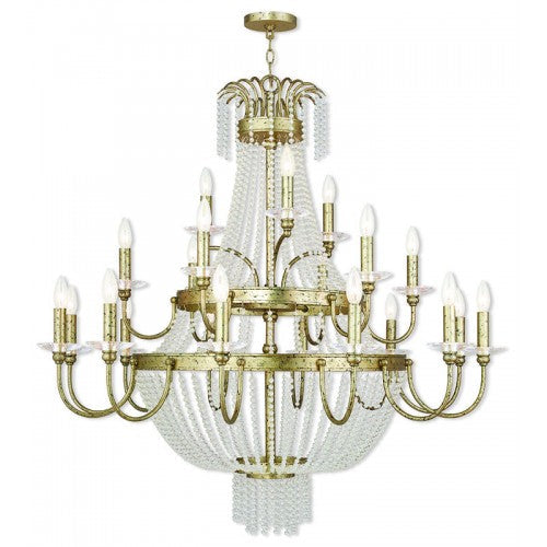 ##Antique Hardware## 21 Light Winter Gold Foyer Chandelier