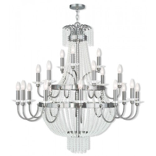 ##Antique Hardware## 21 Light Brushed Nickel Foyer Chandelier