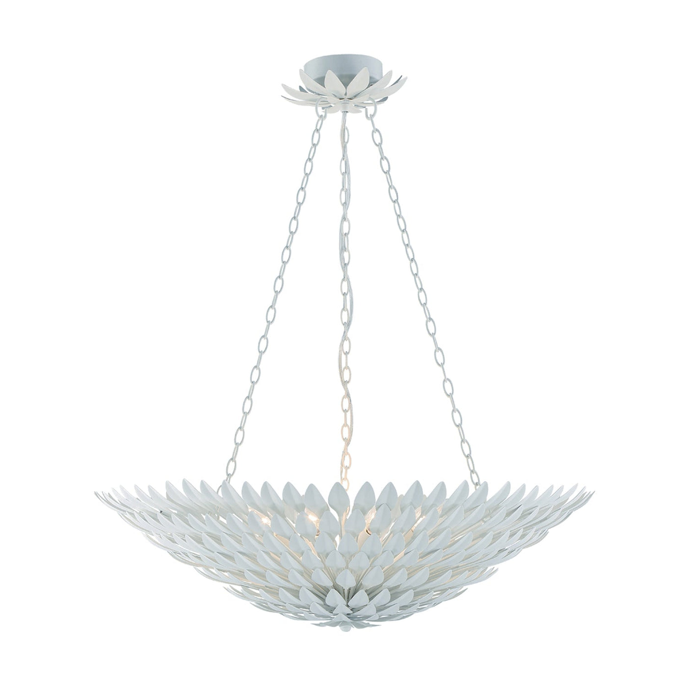 ##Antique Hardware## Broche 8 Light Matte White Chandelier