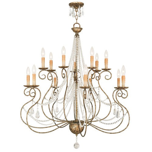 ##Antique Hardware## 7+ 7 Light European Bronze Foyer Chandelier