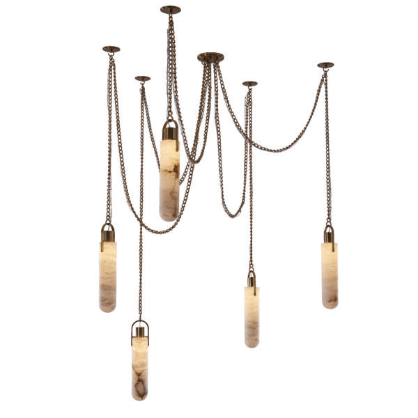 ##Antique Hardware## Flint 5 Light LED Multi-Drop Pendant