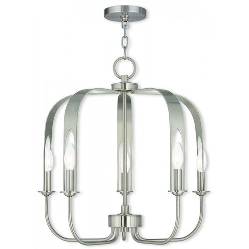 ##Antique Hardware## 5 Light Brushed Nickel Chandelier