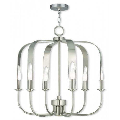 ##Antique Hardware## 6 Light + 1 Light BN Chandelier