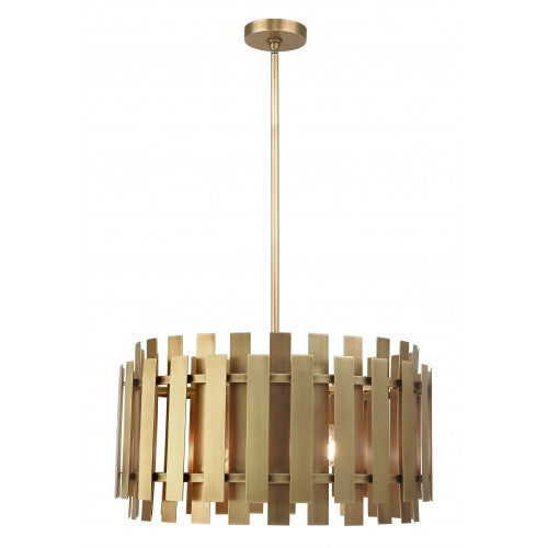 ##Antique Hardware## 6 Light Natural Brass Pendant Chandelier