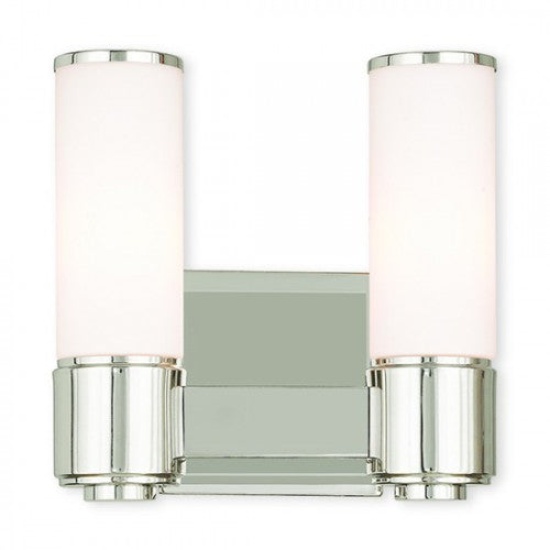 ##Antique Hardware## 2 Light Polished Nickel Wall Sconce/ Bath Light