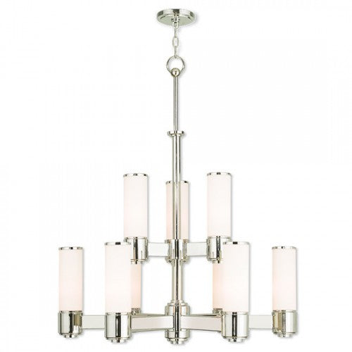 ##Antique Hardware## 9 Light Polished Nickel Chandelier