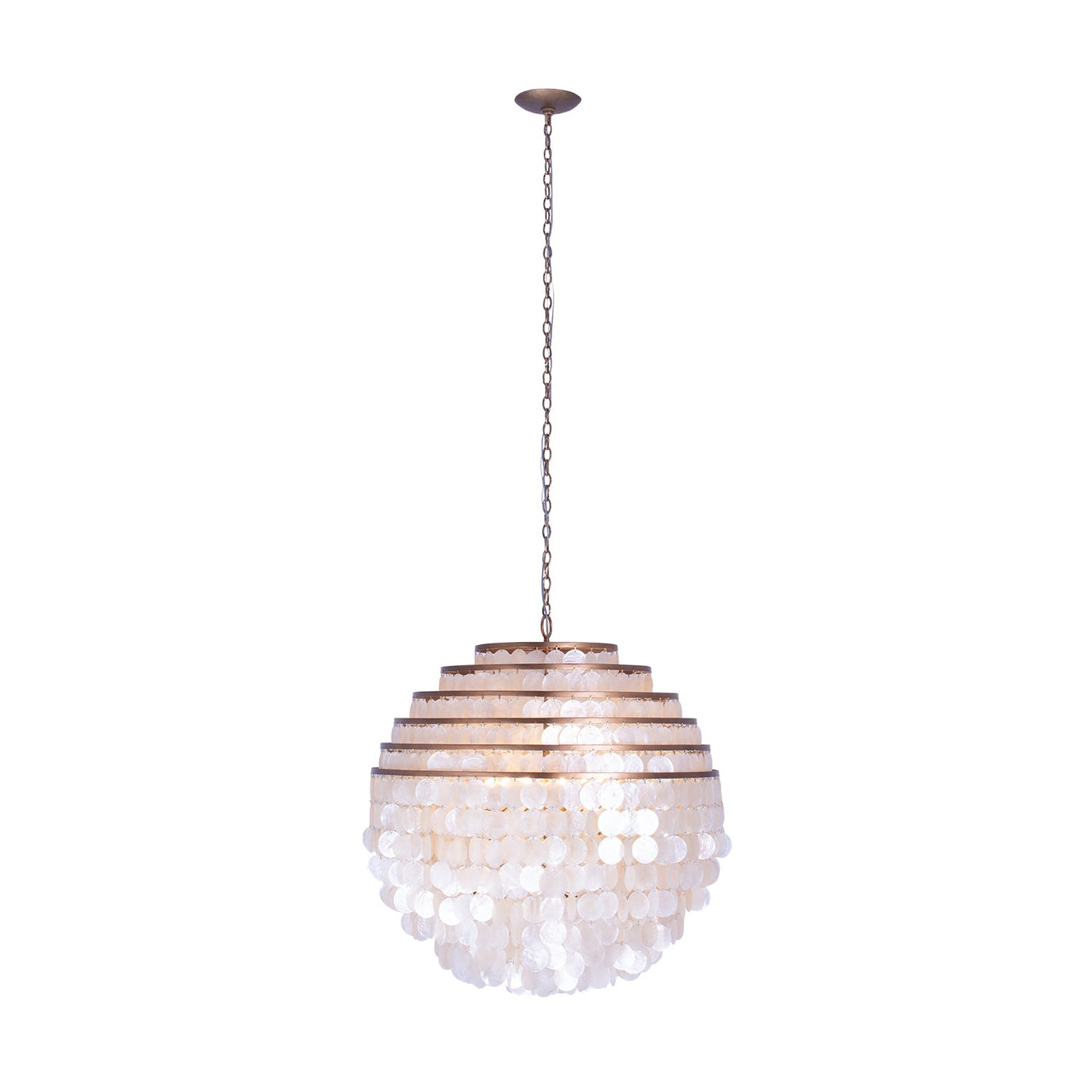 ##Antique Hardware## Sphere 28" Capiz Pendant