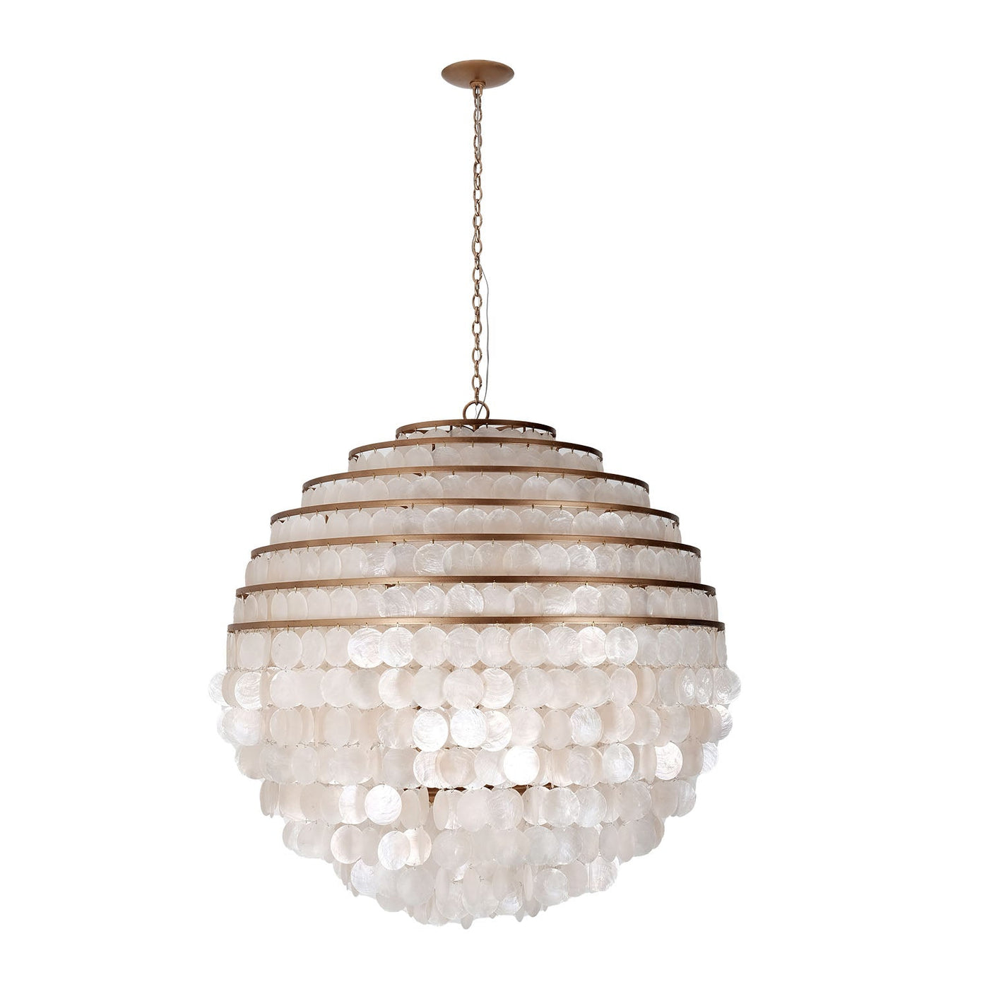 ##Antique Hardware## Sphere 36" Capiz Pendant