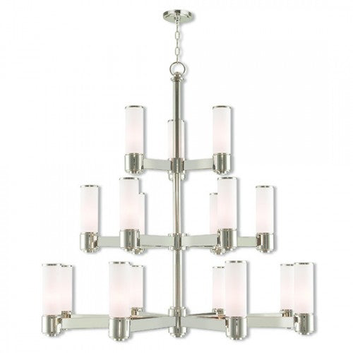 ##Antique Hardware## 17 Light Polished Nickel Foyer Chandelier