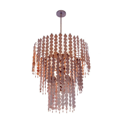 ##Antique Hardware## Pelt Leather 3 Tier Chandelier