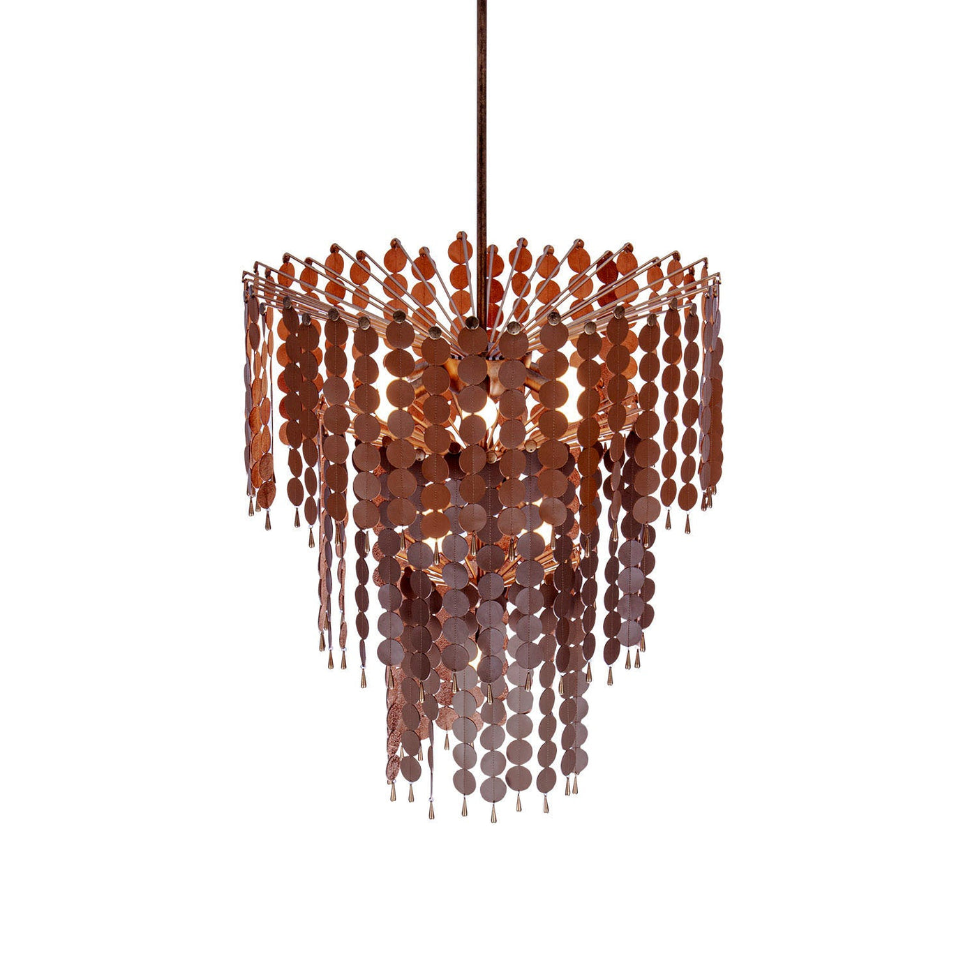 ##Antique Hardware## Pelt Leather 3 Tier Chandelier