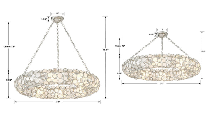 ##Antique Hardware## Palla 8 Light Antique Silver Chandelier