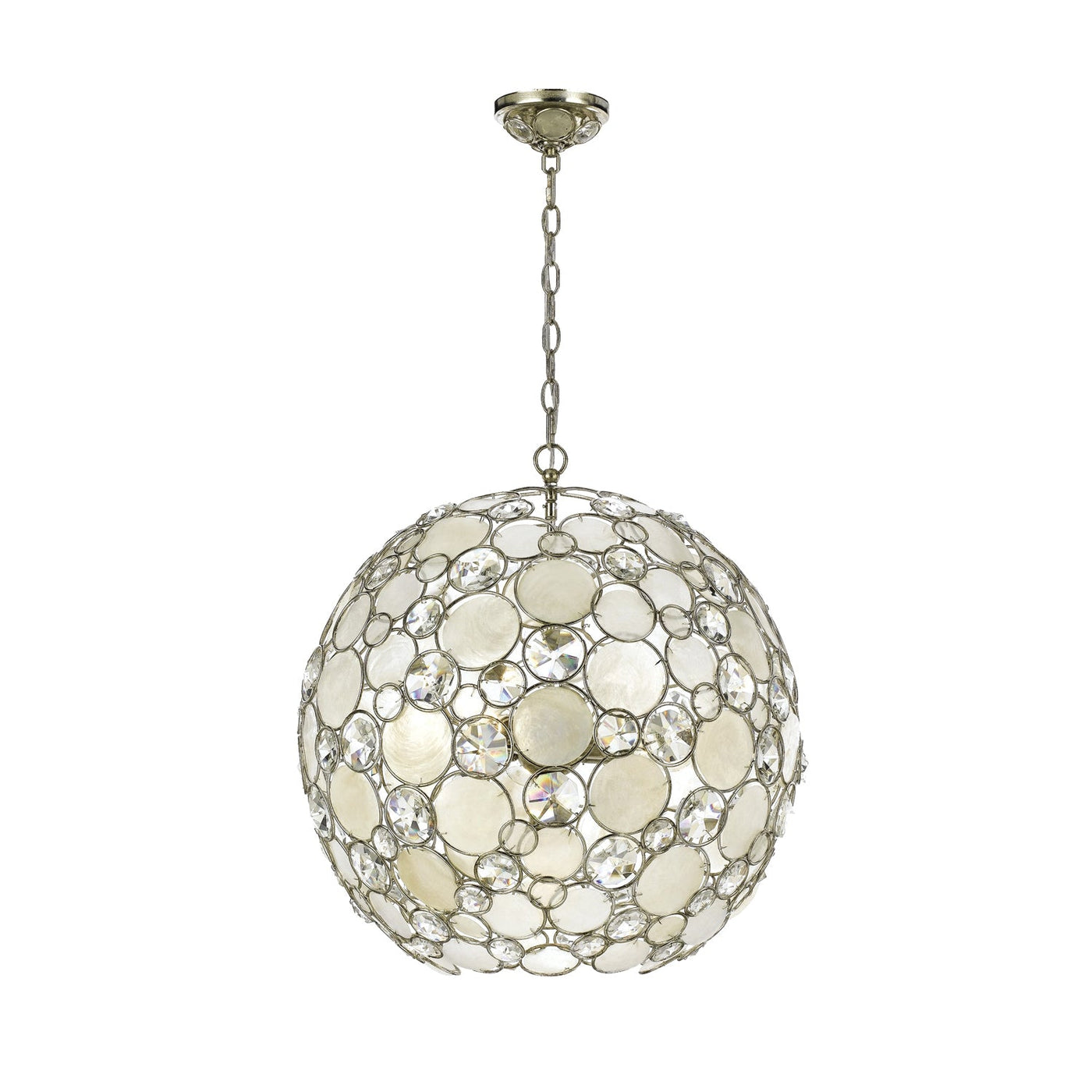 ##Antique Hardware## Palla 6 Light Antique Silver Sphere Chandelier