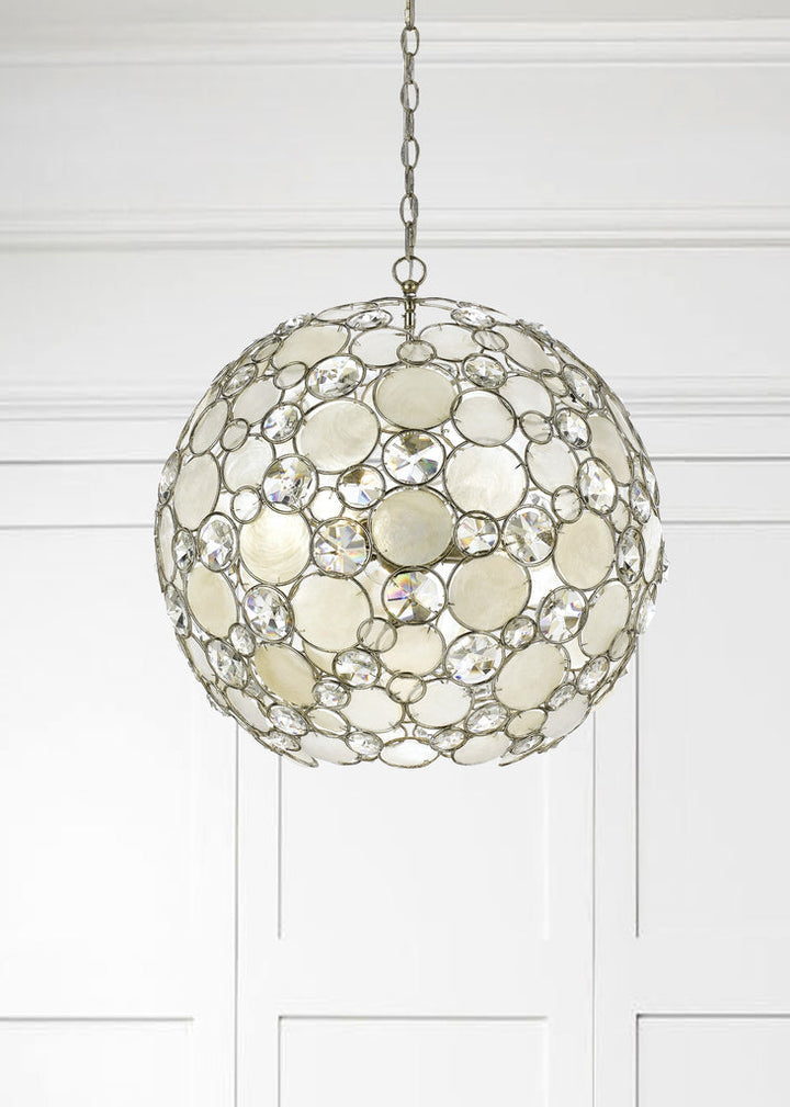 ##Antique Hardware## Palla 6 Light Antique Silver Sphere Chandelier