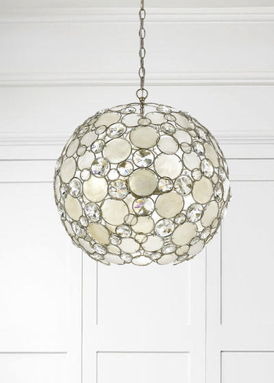 ##Antique Hardware## Palla 6 Light Antique Silver Sphere Chandelier