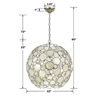 ##Antique Hardware## Palla 6 Light Antique Silver Sphere Chandelier