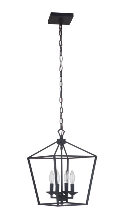 ##Antique Hardware## Flynt 4 Light Small Foyer in Flat Black