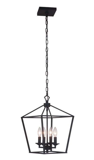 ##Antique Hardware## Flynt 4 Light Small Foyer in Flat Black