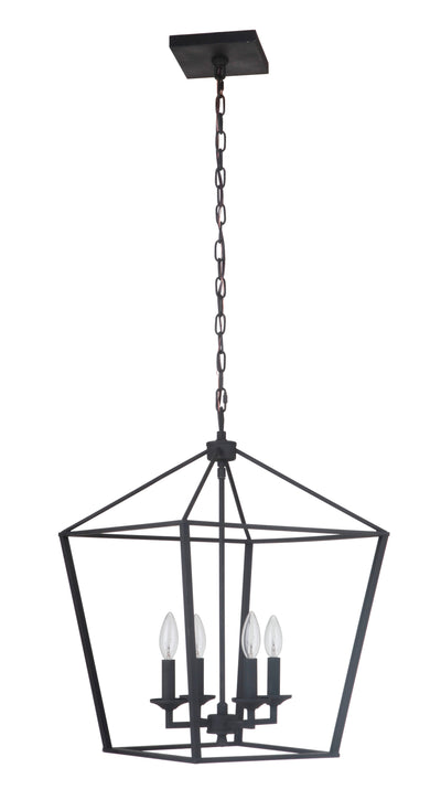 ##Antique Hardware## Flynt 4 Light Medium Foyer in Flat Black