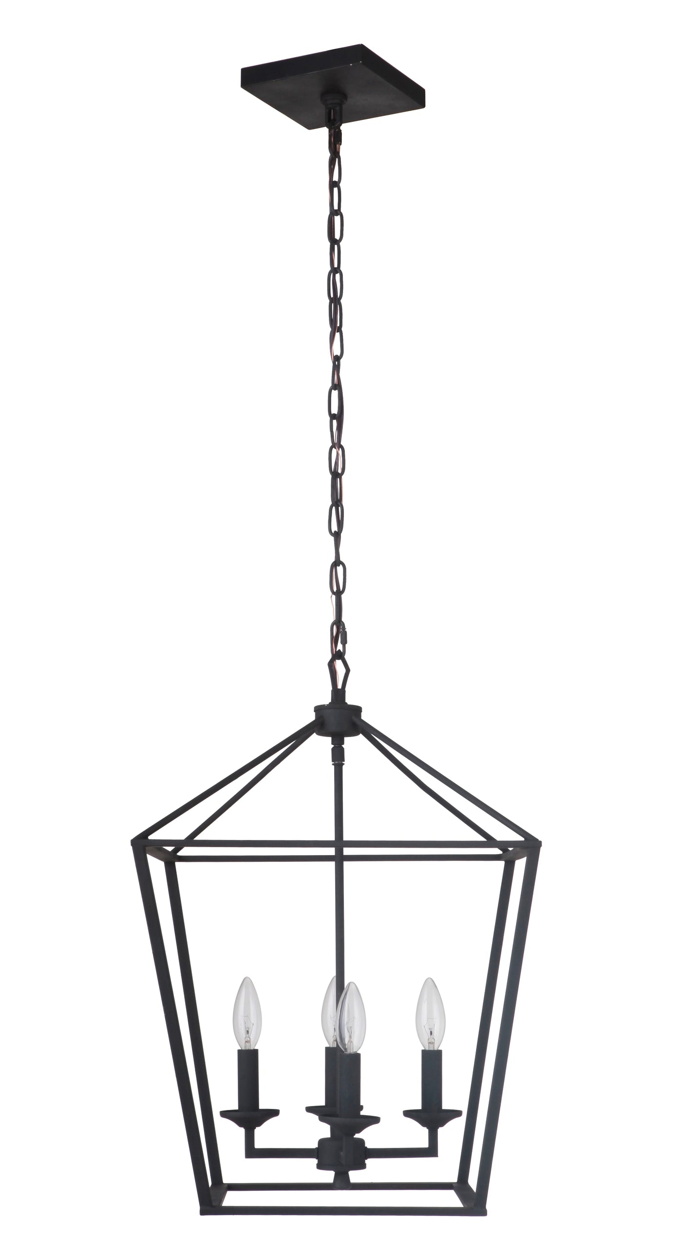 ##Antique Hardware## Flynt 4 Light Medium Foyer in Flat Black