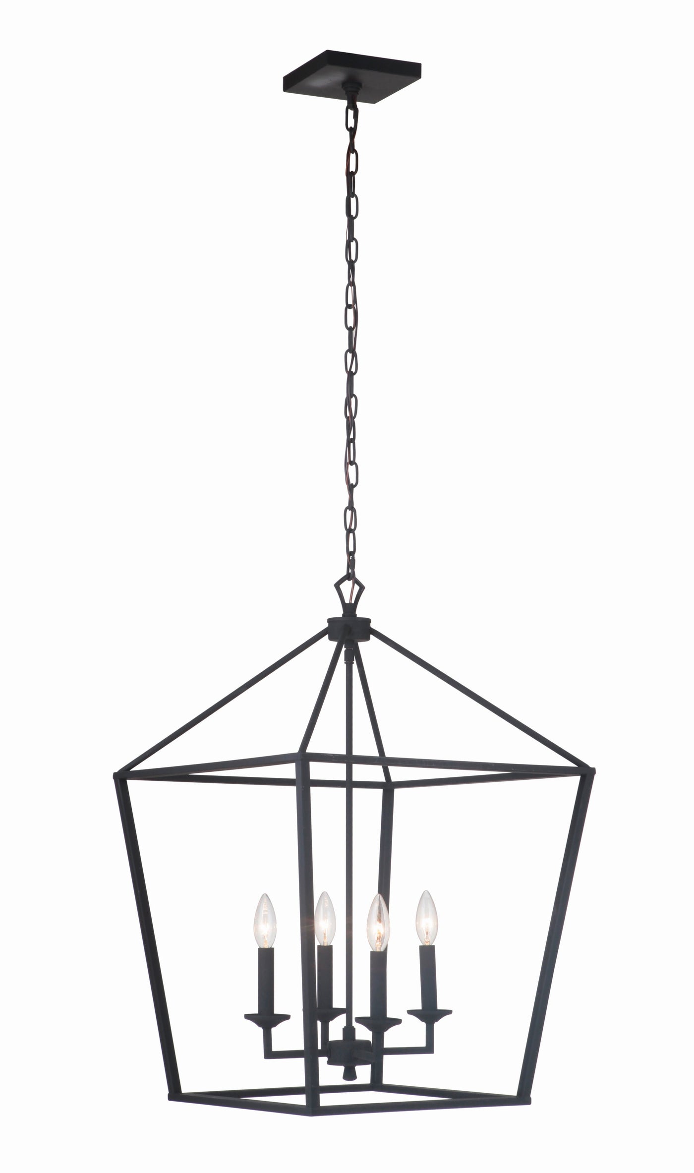 ##Antique Hardware## Flynt 4 Light Large Foyer in Flat Black