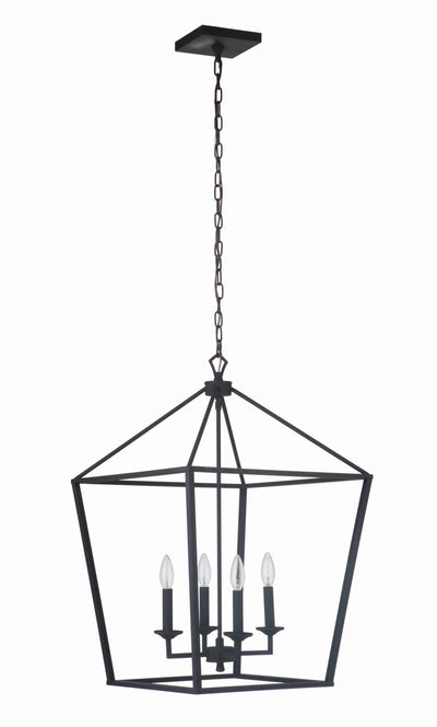 ##Antique Hardware## Flynt 4 Light Large Foyer in Flat Black