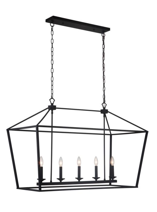 ##Antique Hardware## Flynt 5 Light Island in Flat Black