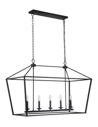 ##Antique Hardware## Flynt 5 Light Island in Flat Black