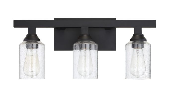 ##Antique Hardware## Chicago 3 Light Vanity in Flat Black