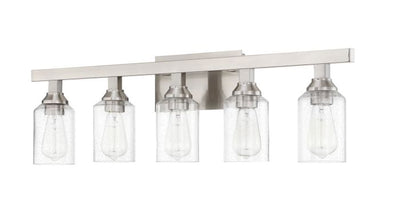 ##Antique Hardware## Chicago 5 Light Vanity in Brushed Polished Nickel