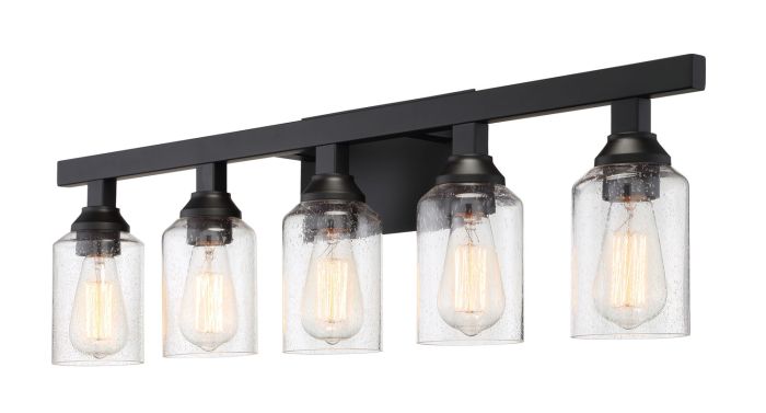 ##Antique Hardware## Chicago 5 Light Vanity in Flat Black