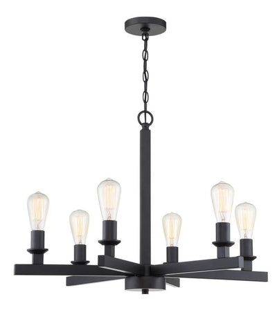 ##Antique Hardware## Chicago 6 Light Chandelier in Flat Black