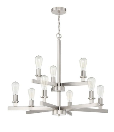 ##Antique Hardware## Chicago 9 Light Chandelier in Brushed Polished Nickel