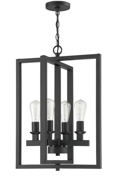 ##Antique Hardware## Chicago 4 Light Foyer in Flat Black