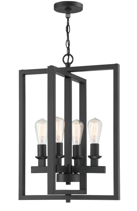 ##Antique Hardware## Chicago 4 Light Foyer in Flat Black